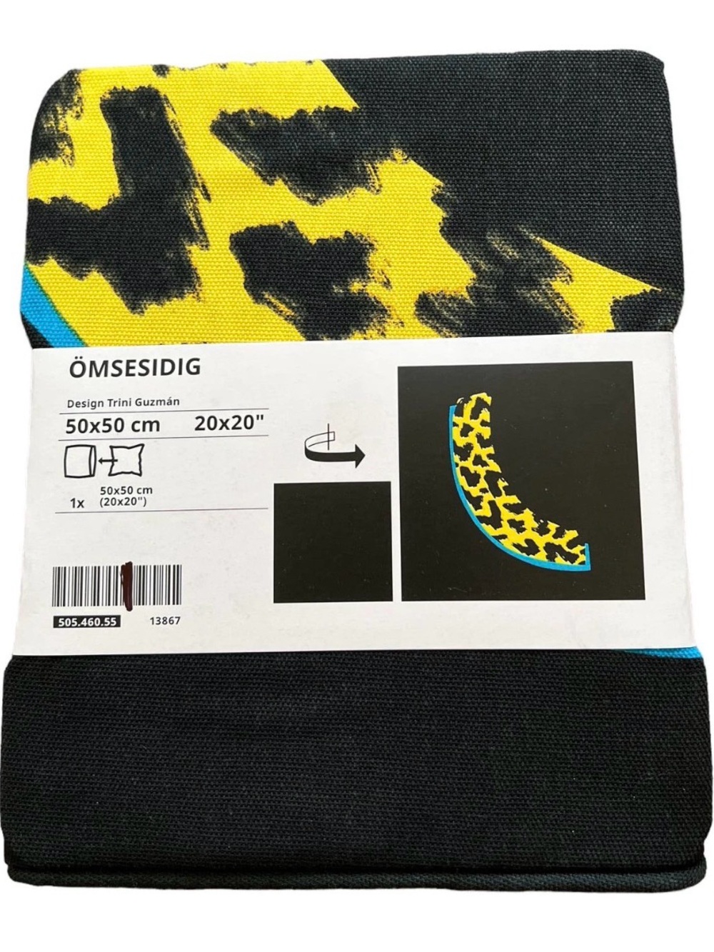 Ömsesidig Reversible Cushion Cover - Black & Yellow